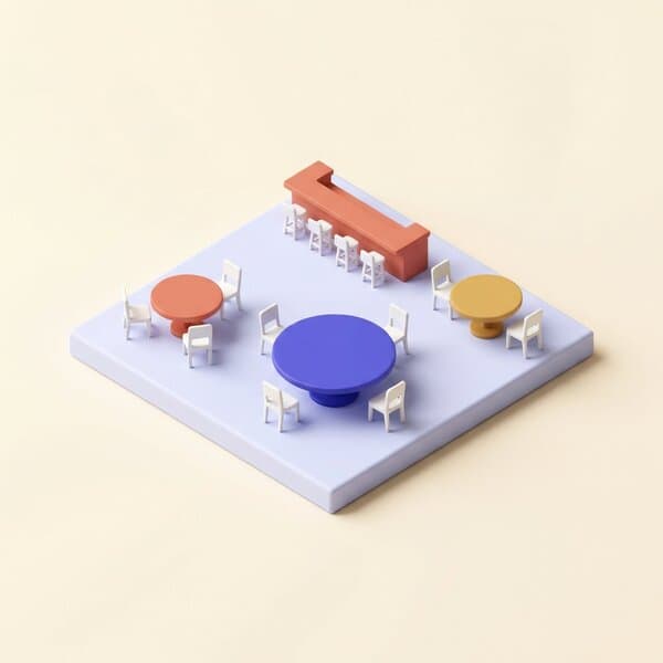 Set up your restaurant - isometric floor plan illustration